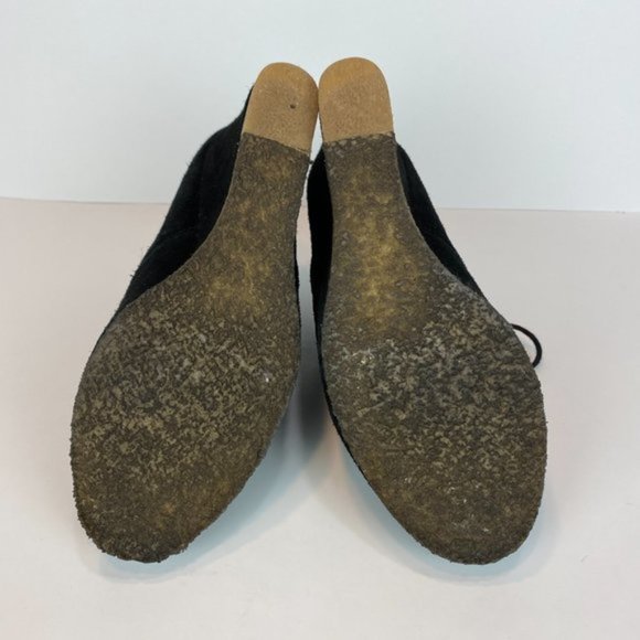 Steve Madden Wedge Ankle Booties 8 Black Suede Leather Tanngoo Lace Up - Picture 9 of 11
